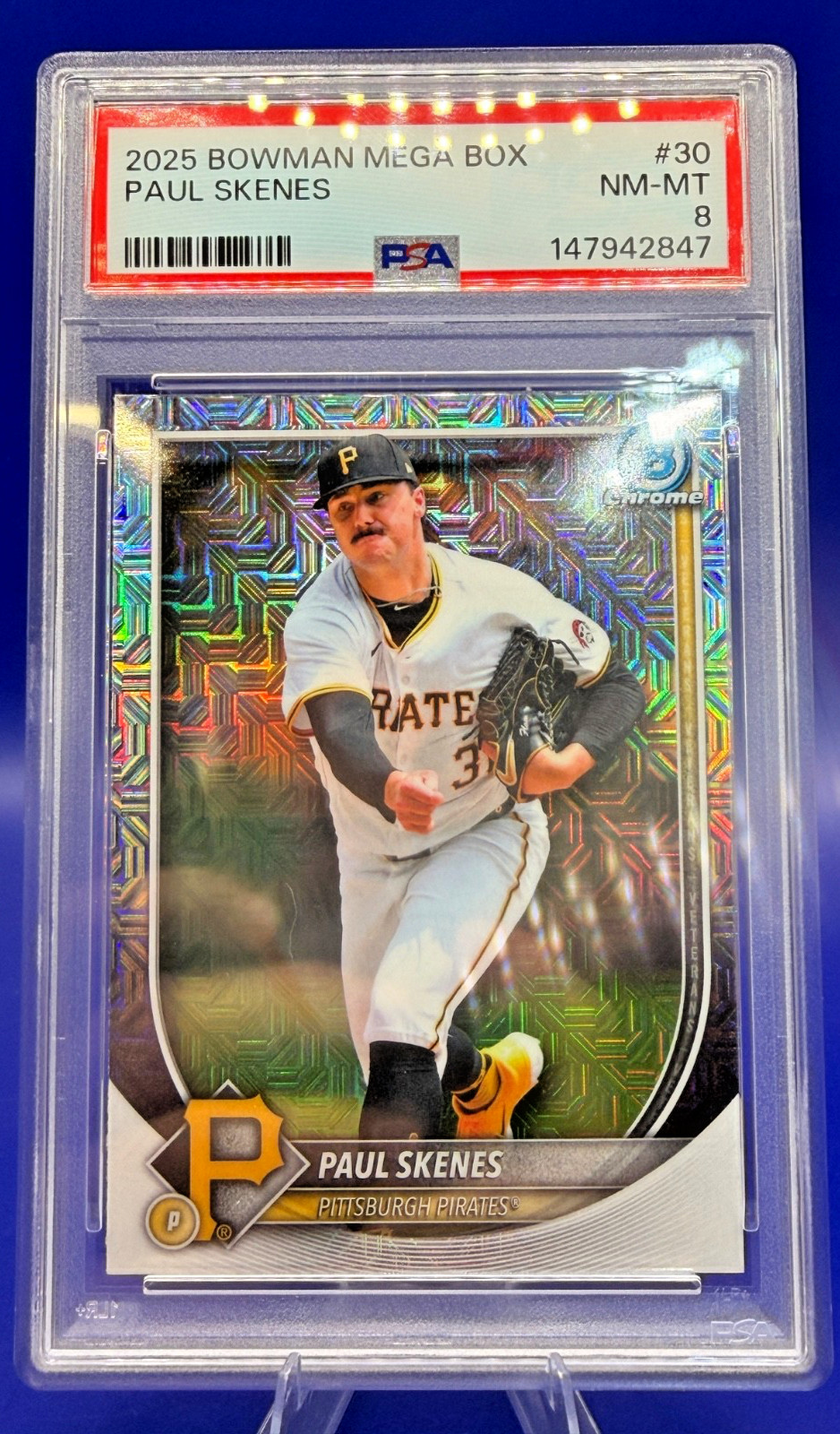 2025 Bowman Chrome Mega Box Mojo Refractor Paul Skenes #30 PSA 8 NM-MT