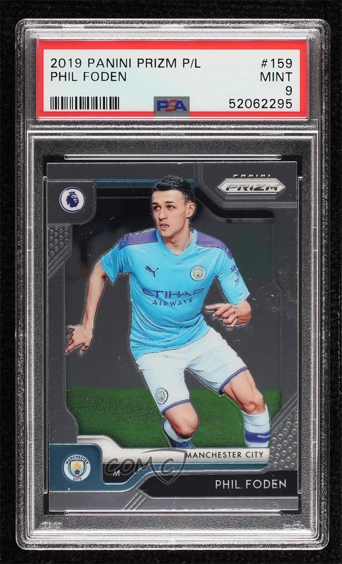 2019-20 Panini Prizm Premier League Phil Foden #159 PSA 9 MINT 03up