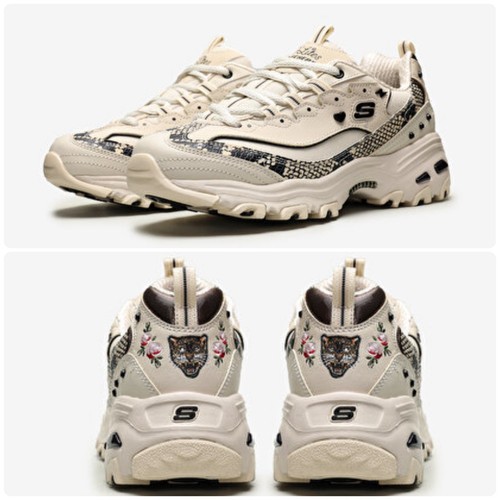 Skechers D'Lites Lightning Petals Leopardenstickerei Sneakers Damen 8,5 klobig