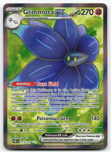 Pokemon Glimmora ex 213/197 Obsidian Flames Ultra Rare Holo NM