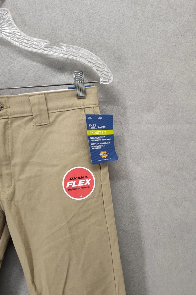 Pantalones Dickies Flex Sarga Niños 16 Caqui Calce Ajustado Pierna Recta Uniforme Escuela Foto 3 de 4