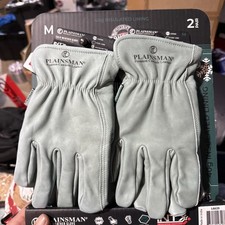 PLAINSMAN PREMIUM COWHIDE LEATHER GLOVES 2 PACK SIZE MEDIUM