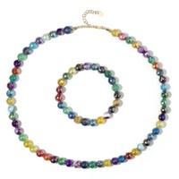Cavill Mystik Quarz Silberset 925 Sterling Silber Vergoldet Perlen 2,34Ct