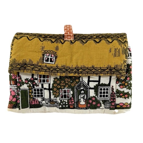 VTG Pat Albeck CUCKOO BIRD Thatched Roof COTTAGE Core Padded TEA POT COVER/COZY