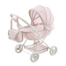 Kids Baby Doll Pram Stroller Pushchair Retractable Canopy Storage Pink