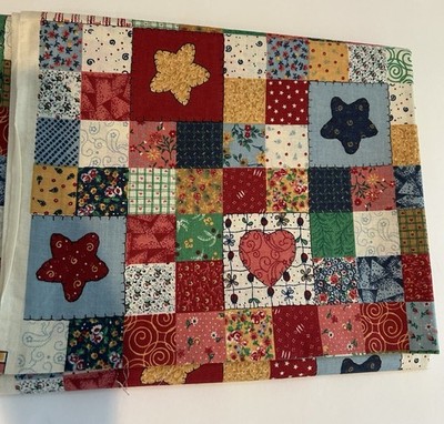Little Quilts for Fabri-Quilt Cheater Fabric Patchwork Hearts Stars 2 Yards