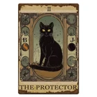 Tarot Black Cat Tin Sign – The Protector Vintage Metal Plaque Gothic Tarot Wall