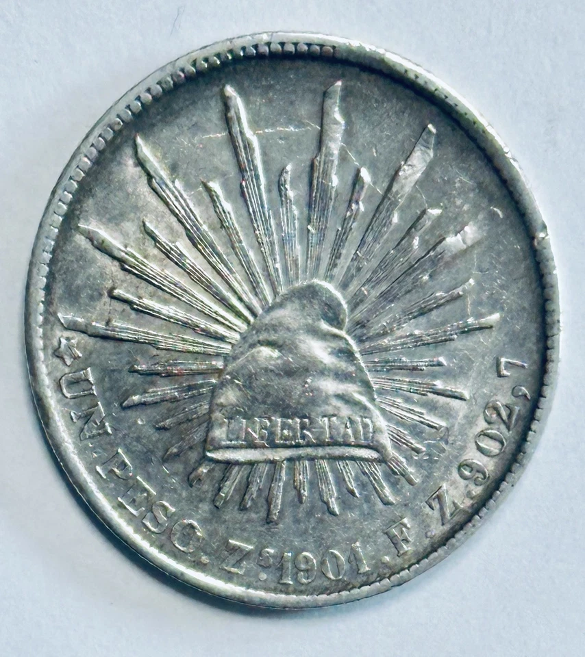 Moneda de 1 peso plata 0,720 1901 ZS FZ MEXICO 🇲🇽 MUY BUEN ESTADO KM#398 Foto 3 de 4