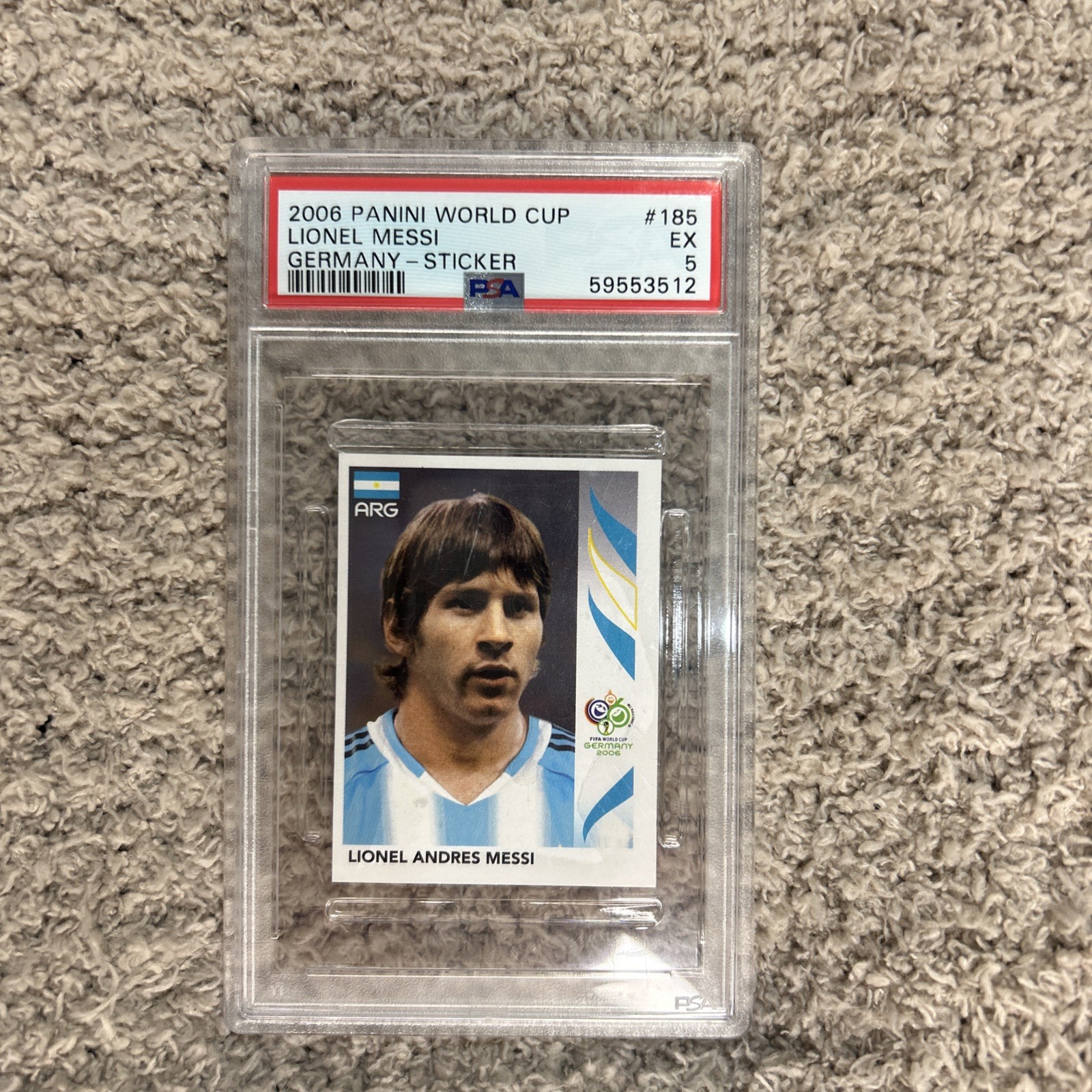 2006 Panini World Cup Germany Sticker Lionel Messi #185 PSA 5 EX Rookie WC