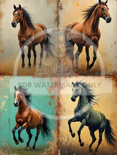 Patina Stallions | A4 Rice Paper | Paper for Decoupage | Decoupage Central
