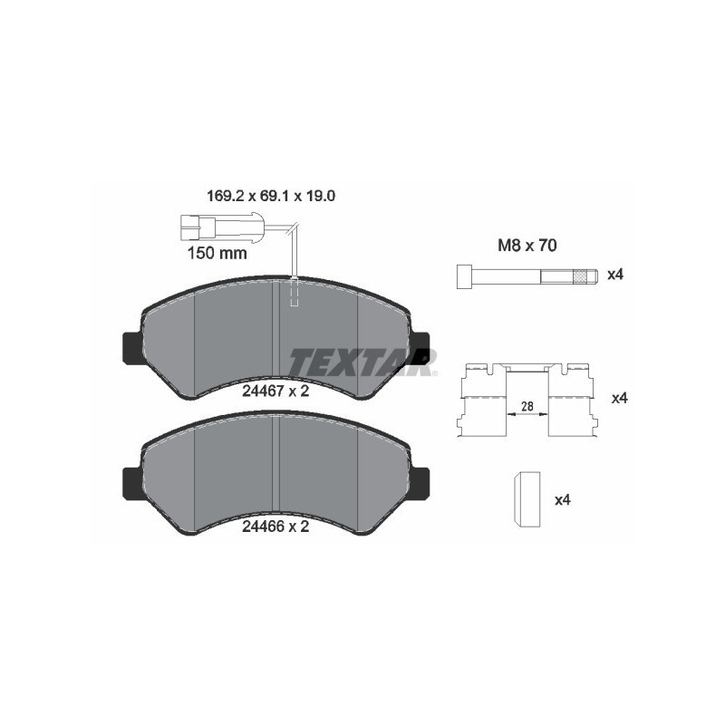 TEXTAR 2446703 Brake Pads Set Front for Ducato Boxer JUMPER Movano