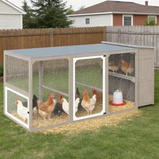 Large Chicken Coop with Run Waterproof Cover and Nesting Boxes for 4-6 Chickens