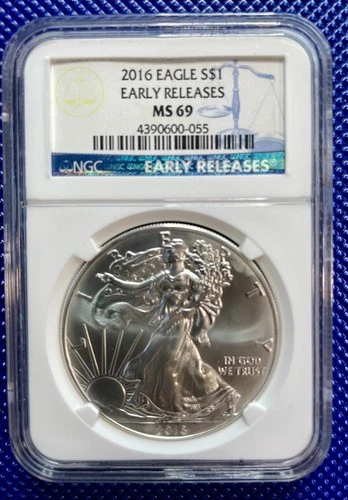 2016 ~ Silver Eagle S$1 ~ NGC MS69 ~ EARLY RELEASES ~ #4390600-055