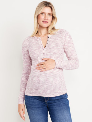 Old Navy Maternity Long Sleeve Shirt Large Ribbed Henley
