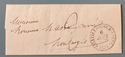 Letter From CHATILLON SUR LOING (Loiret) / 1848 / Date Stamp Type 13