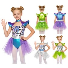 Kids Girls Cosplay Sparkly Dance Tulle Skirt Tutu Dress Glittery Costume Suit