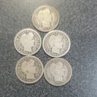 Barber Dimes Lot of 5 1907 1909 1911 1914 Siler Coins #474