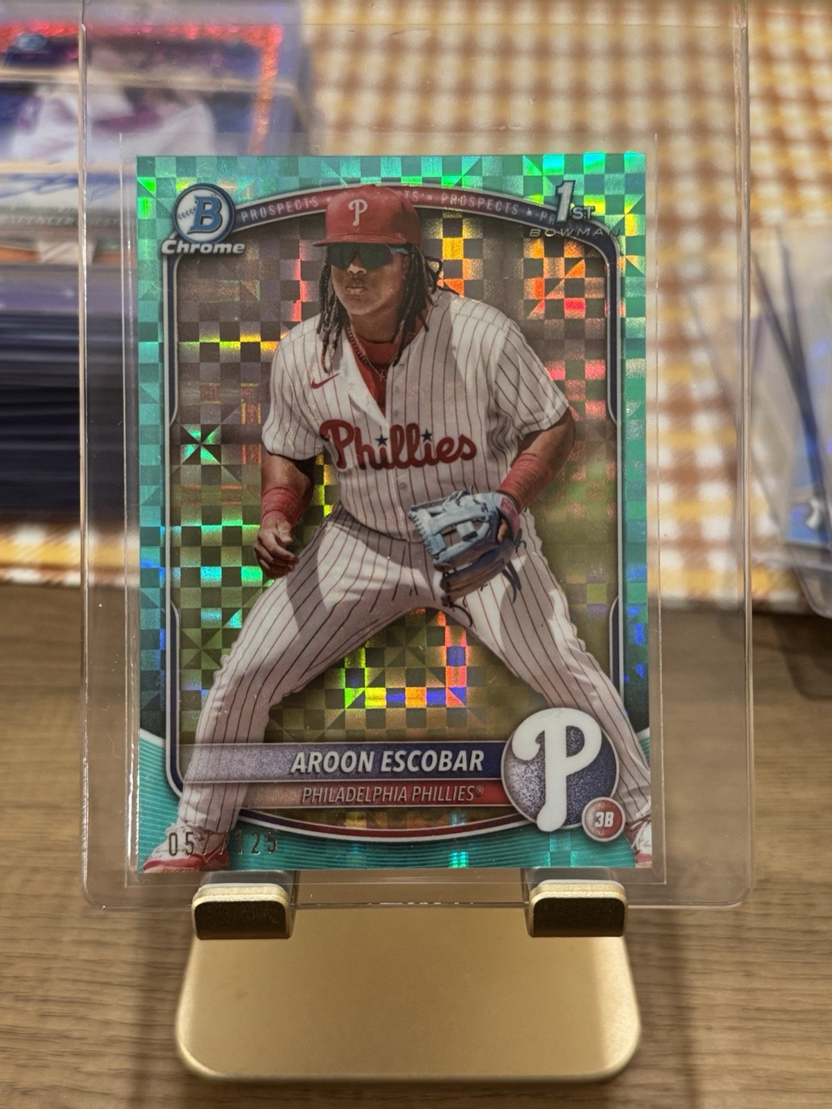 2025 Bowman - Chrome Prospects Aroon Escobar #BCP-65 Aqua X-Fractor /125 (RC)