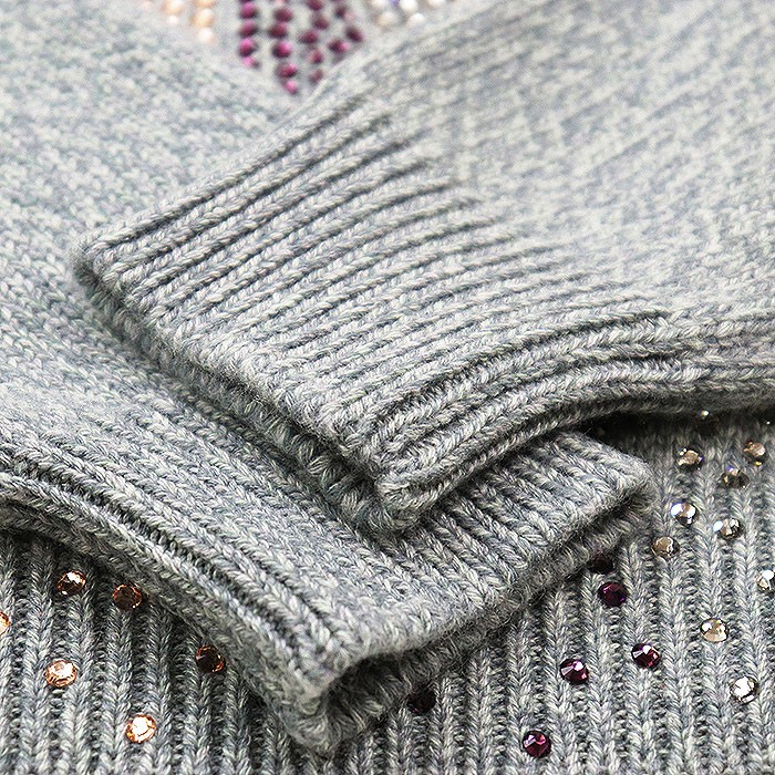 CHANEL Sweater LOOK27 P73896 Women Size 36 COCOMark 100%-Cashmere Knit Blue gray thumbnail 12