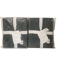 2 Pottery Barn European PINE Green Belgian Flax Linen Euro Pillow Sham NWT Set