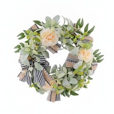 t&uuml;rkranz mit schleife sommerlich blumenkranz rustikal f&uuml;r eingangsbereich
