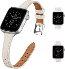 Slim Leather Replacement Bands for Apple Watch 38-49mm, Compatible with Series 1