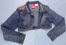 2005 Vtg Zoey 101 Girls Denim Cropped Jacket Embroidered Floral Nickelodeon 4