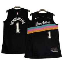 Spurs 1 MEN Stitched Jersey Black Size S-3XL