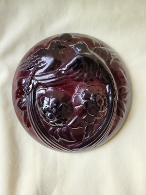 Vintage Purple Amethyst Oval Powder Dish / Trinket Dish Lid 5 
