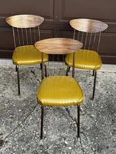 Chromcraft Atomic Mid Century Modern Mustard Vinyl Dining Chairs set of 3