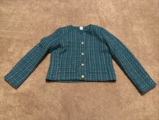 J Crew Sz 8 Blue Tweed gold Buttons Blazer Jacket