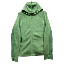Mountain Hardwear Womens Green Wool Blend Full Zip Hooded Sweater Jacket Large