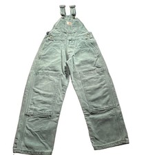 Vintage 90s Carhartt Kid Double Knee Overalls Teal Hunter Green HTG Youth Size 6