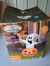 Gemmy Halloween Ghost Pumpkin Airblown Inflatable Decoration Blow-up 4.5 ft
