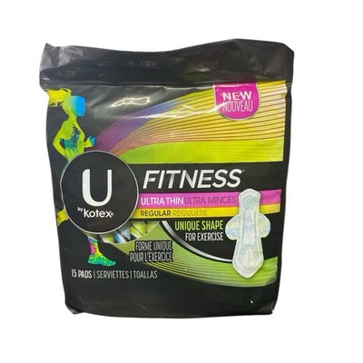 U by Kotex Fitness Ultra Thin Pads with Wings, Regular Absorbency 15 Pads