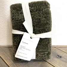 POTTERY BARN VELVET LATTICE QUILTED PILLOW SHAM, STANDARD ~ LODEN GREEN