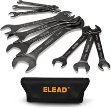 ELEAD Super-Thin Open End Wrench Set | 10-Piece Metric 5.5-27Mm | Nickel-Plated