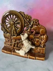 Vintage McCoy Spinning Wheel With Scotty Dog And Cute Kitty 1950s 6.75 Ht x 7"Lt