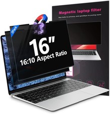 2Pack Magnetic 16 Inch Laptop Privacy Screen, Removable Anti-Blue/Glare Filter 1