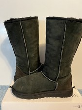 UGG Australia Womens Classic Tall Sheepskin Boots Black Size 4 Winter Boots 5229
