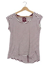 Esprit T-Shirt Femme Rayé Coton Bio Blanc Bordeaux (EU 34, INT XS)