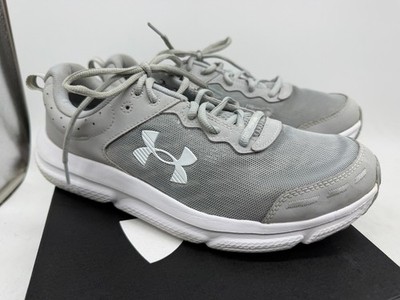 Under Armour Charged Assert 10 Athletic Sneakers Men's Gray White Lace-Up - 10.5