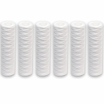 6-Pack 10-Inch String-Wound Sediment Filter Cartridges, 5 Micron, for standard f