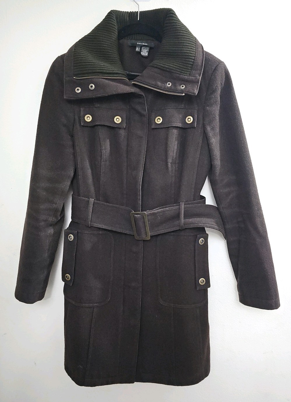 Zara Basic Wool Blend Coat Size Medium - image 1
