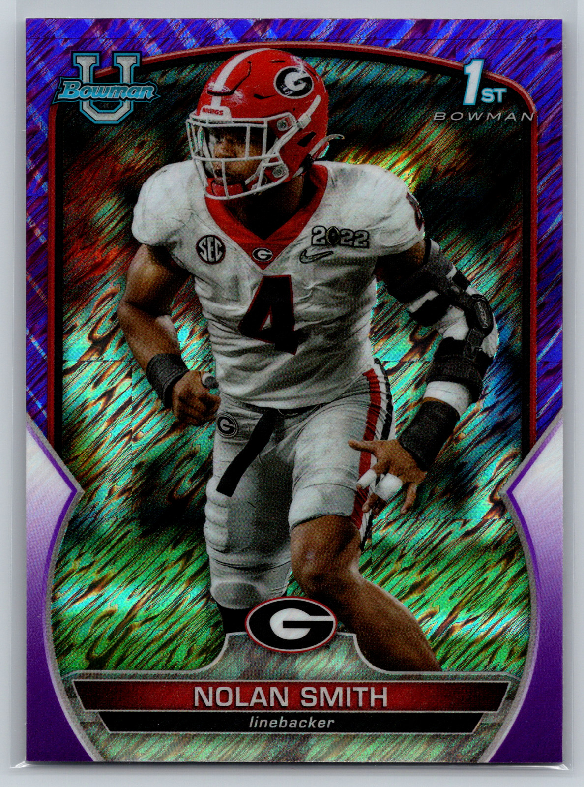 Nolan Smith 2022 Bowman University Chrome 1st Purple Shimmer Refractor #33