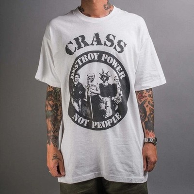 90 s Crass Destroy Power Not People White Unisex T shirt Vtg S-5XL WA4079