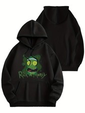 Rick and Morty Men'S Black Graphic Hooded Sweatshirt - Rick  Morty Character De