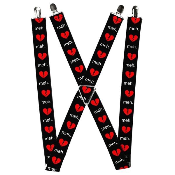Buckle-Down Suspenders, Broken Heart Meh Black Red White 1.5-Inch Wi (Us Import)-image