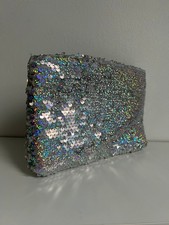 TOPSHOP Silver Iridescent Sequin Small Clutch Bag Pouch Make Up Bag