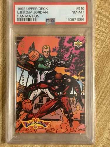 1992-93 Upper Deck FaniMation #510 Michael Jordan, Larry Bird PSA 8